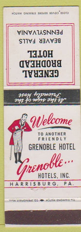 Matchbook Cover - General Brodhead Hotel Beaver Falls PA