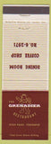 Matchbook Cover - Grenadier Restaurant Toronto ON