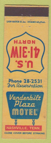 Matchbook Cover - Vanderbilt Plaza Motel Nashville TN