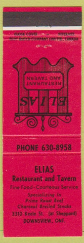 Matchbook Cover - Elias Restaurant Tavern Downsview ON