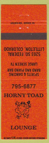 Matchbook Cover - Horny Toad Lounge Littleton Colorado orange