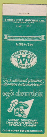 Matchbook Cover - Cafe Champlain Ottawa ON BLANK STRIKER