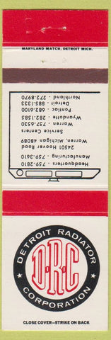 Matchbook Cover - Detroit Radiator Corp MI Pontiac Warren