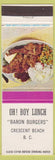 Matchbook Cover - Oh Boy Lunch Crescent Beach BC Baron Hamburgers