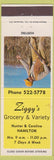 Matchbook Cover - Ziggy's Grocery Hamilton ON WEAR