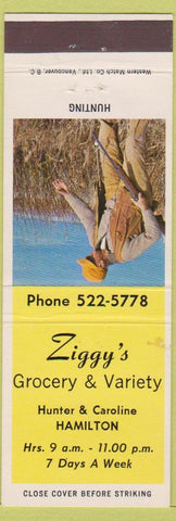 Matchbook Cover - Ziggy's Grocery Hamilton ON WEAR