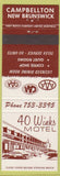 Matchbook Cover - 40 Winks Motel Campbellton NB