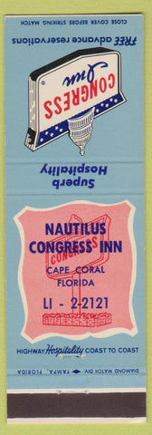 Matchbook Cover - Nautilus Congress Inn Cape Coral FL