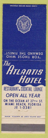 Matchbook Cover - Atlantis Hotel Miami Beach FL