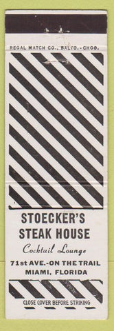 Matchbook Cover - Stoecker's Steak House Miami FL