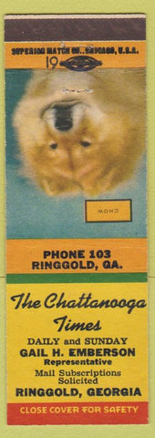 Matchbook Cover - Chattanooga Times Newspaper Ringgold GA low phone Chow dog