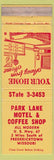 Matchbook Cover - Park Lane Motel Coffee Shop Fredericktown MO WEAR