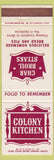 Matchbook Cover - Colony Kitchen  CA CHAIN