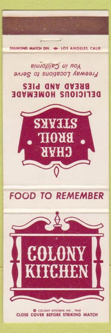 Matchbook Cover - Colony Kitchen  CA CHAIN
