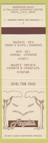 Matchbook Cover - Angela's Davis CA Restaurant