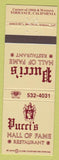 Matchbook Cover - Pucci's Hall of Fame Restaurant Torrance CA