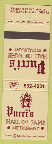 Matchbook Cover - Pucci's Hall of Fame Restaurant Torrance CA
