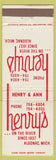 Matchbook Cover - Henry's Restaurant Algonac MI