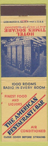 Matchbook Cover - American Restaurant Hotel Times Square New York City WEAR