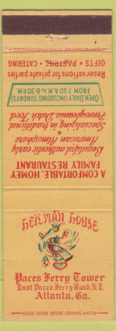 Matchbook Cover - Heilman House Atlanta GA WEAR