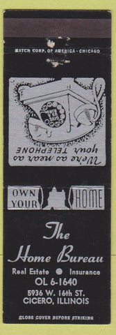 Matchbook Cover - Home Bureau Real Estate Insurance Cicero IL