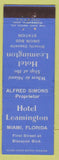 Matchbook Cover - Hotel Leamington Miami FL