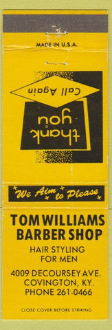 Matchbook Cover - Tom Williams Barber Shop Covington KY
