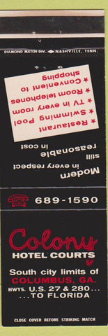 Matchbook Cover - Colony Hotel Courts Columbus GA