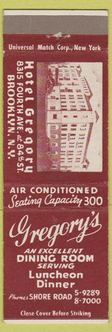 Matchbook Cover - Hotel Gregory Brooklyn NY
