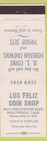 Matchbook Cover - Los Feliz Coin Shop Hollywood CA