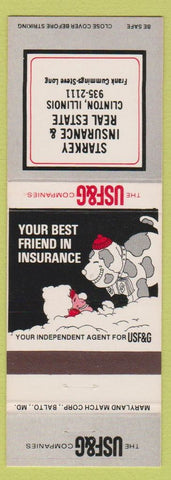 Matchbook Cover - Starkey Insurance USF&G Clinton IL Real Estate
