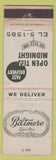 Matchbook Cover - Biltmore Hotel Liquor Store New York City WORN