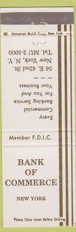 Matchbook Cover - Bank of Commerce New York City