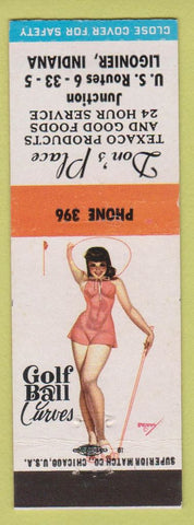 Matchbook Cover - Don's Place Texaco oil gas Ligonier IN pinup golf