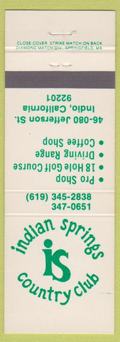 Matchbook Cover - Indian Springs Country Club Indio CA