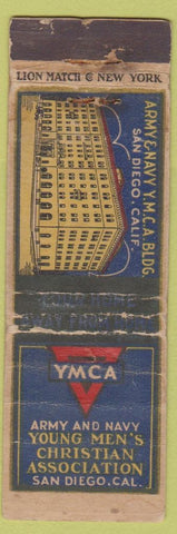 Matchbook Cover - YMCA San Diego CA Army Navy POOR early 1930s?