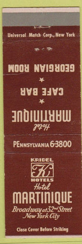 Matchbook Cover - Hotel Martinique Cafe Bar New York City
