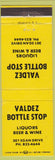 Matchbook Cover - Valdez Bottle Shop Valdez AK