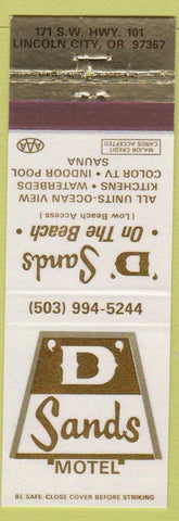 Matchbook Cover - D Sands Motel Lincoln City OR
