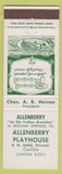 Matchbook Cover - Allenberry Playhouse Carlisle PA Boiling Springs