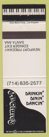 Matchbook Cover - McClure's Restaurant Santa Ana CA