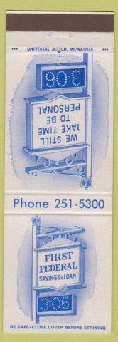 Matchbook Cover - First Federal Savings Loan Menomonee Falls WI Oconomowoc