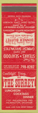 Matchbook Cover - The Surrey Restaurant Wilmington DE