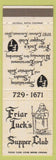 Matchbook Cover - Friar Tuck's Supper Club Cincinnati OH