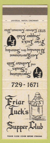 Matchbook Cover - Friar Tuck's Supper Club Cincinnati OH