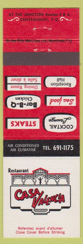 Matchbook Cover - Casa Valencia Restaurant Chateauguay QC