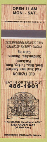 Matchbook Cover - Sweet Williams Smoked Meat Sacramento CA
