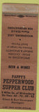 Matchbook Cover - Pappy's Pepperwood Supper Club Wickenburg AZ WORN