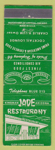 Matchbook Cover - Jade Restaurant Chinese Food Kingman AZ Route 66