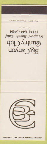 Matchbook Cover - Big Canyon Country Club Newport Beach CA